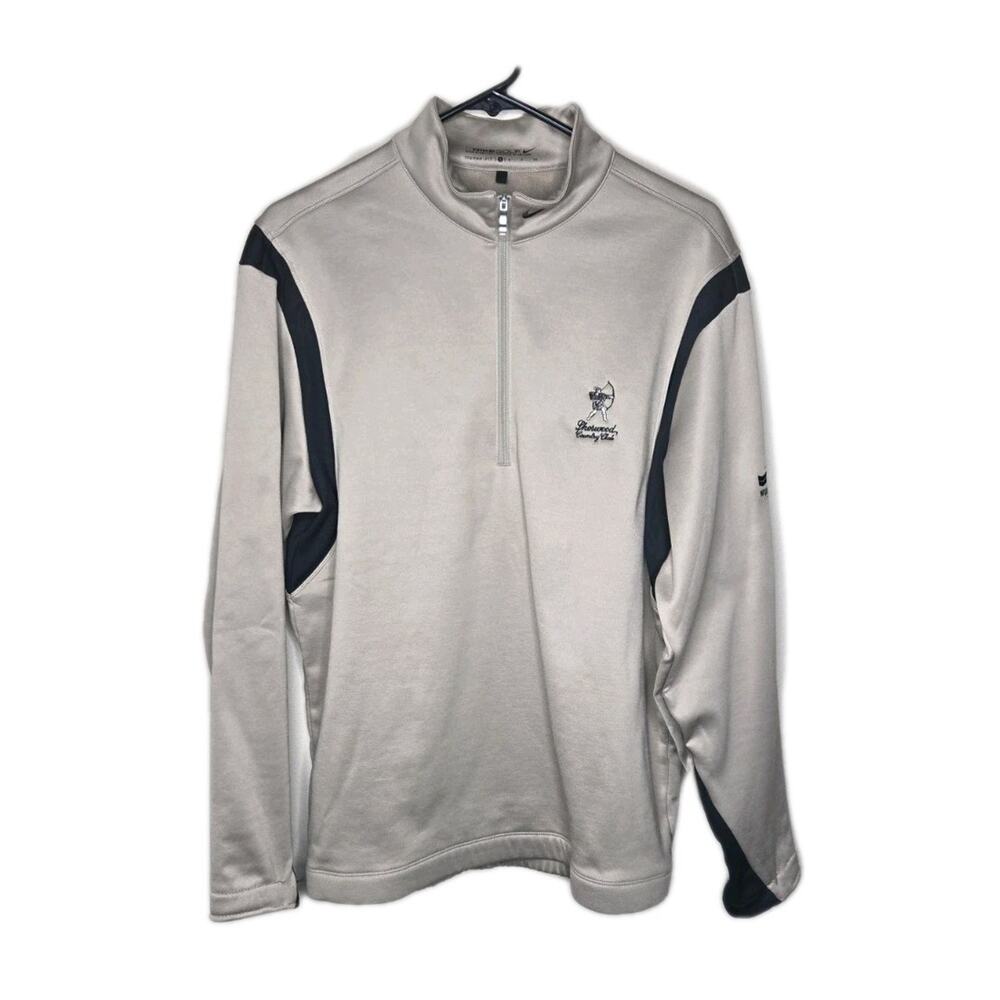Nike Golf Mens Small Gray 1/4 Zip Pullover Therma Fit Golf Sherwood Country Club